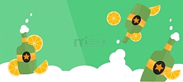 夏季清凉饮品暑假啤酒手绘元素背景