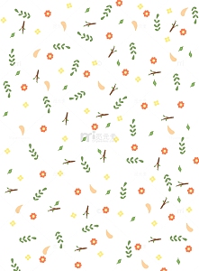 绿色小清新碎花树枝树叶可爱小元素背景图