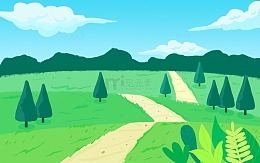 美丽乡村风光插画背景