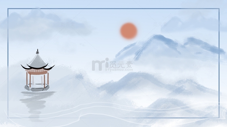 中国风传统水墨山水国画风景背景水墨风素材