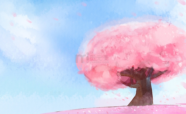 粉色春天樱花背景水彩樱花背景素材