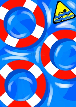 手绘救生圈防溺水插画
