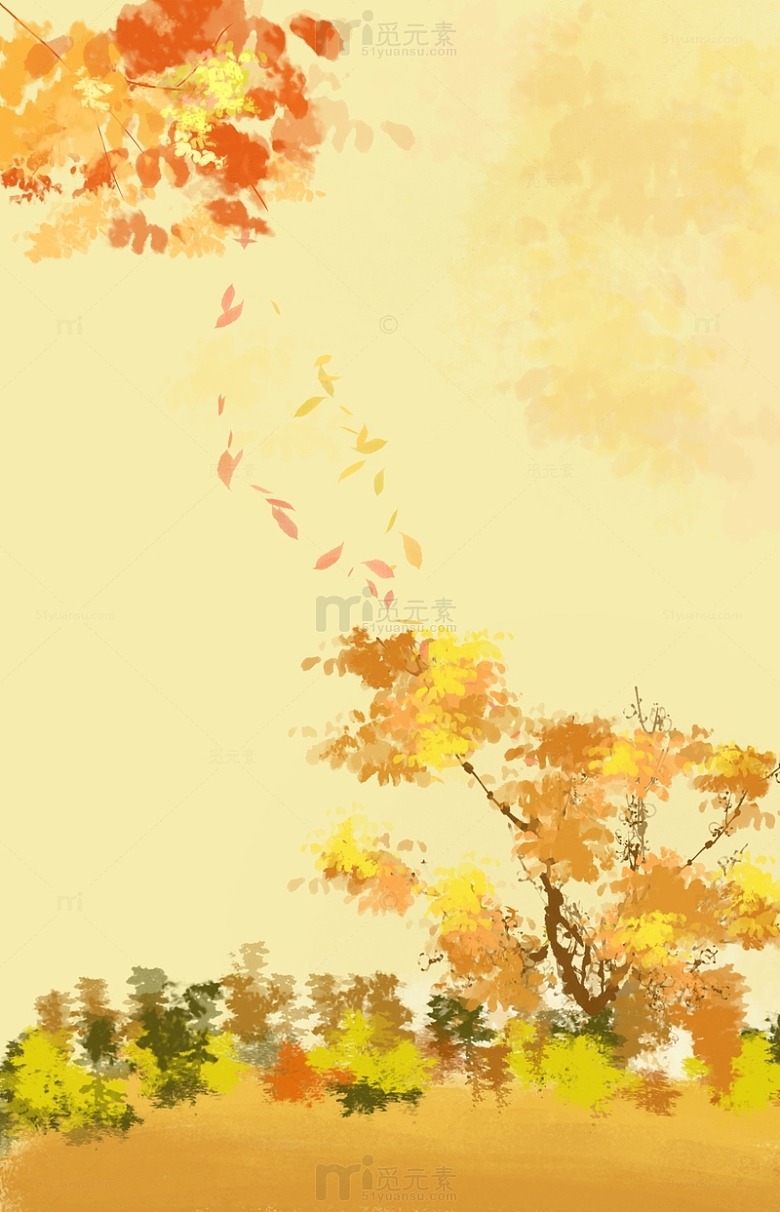 黄色立秋秋天树叶背景