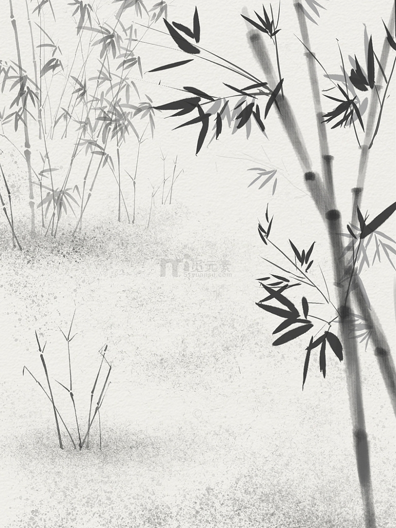水墨风手绘水彩国画竹子竹林背景