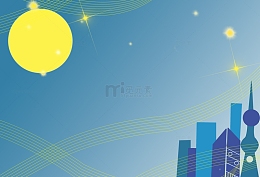 城市夜色城市中秋月亮现代背景图
