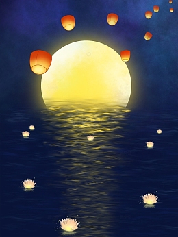 深蓝色星空中秋节海报背景