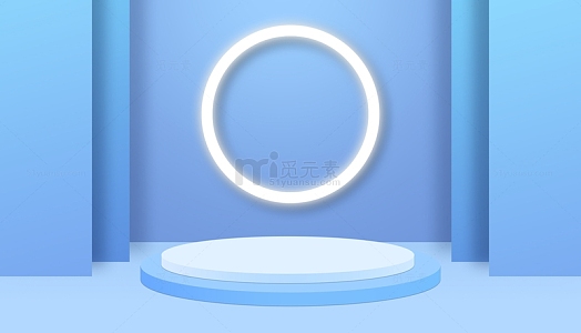 蓝色清爽C4D场景展示PSD