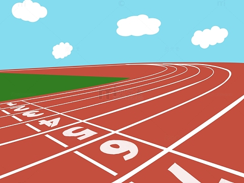 开学季红色手绘操场跑道