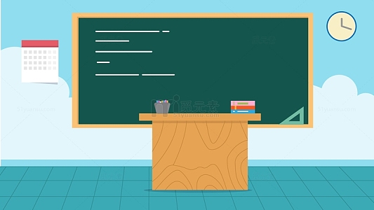 卡通开学了教室讲台矢量场景