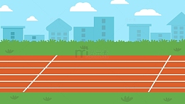 卡通开学季校园操场矢量场景