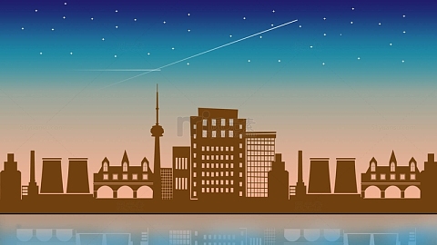 城市夜景卡通设计元素 城市夜景卡通免抠素材 觅元素51yuansu Com