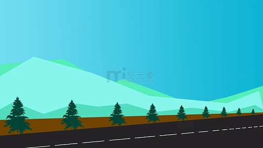扁平风空间感抽象绿色极光插画背景