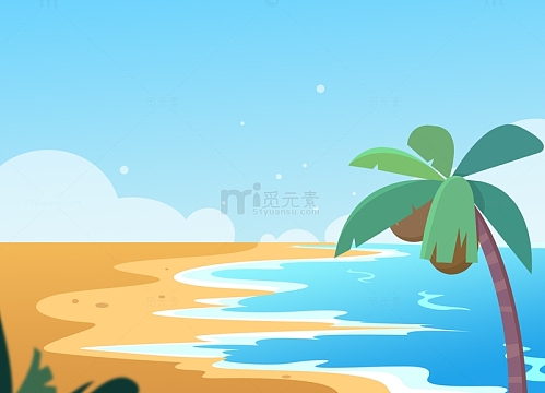 沙滩椰子树海滩沙子椰树天空冲浪夏至背景