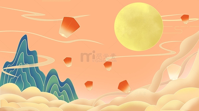 国潮中秋佳节背景