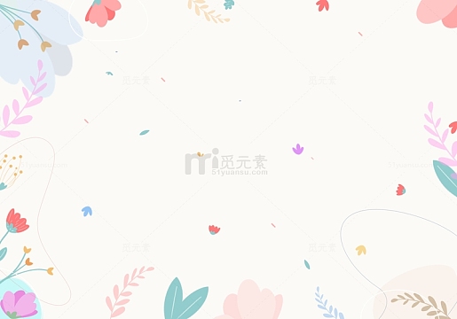小清新彩色多色花朵树叶背景图
