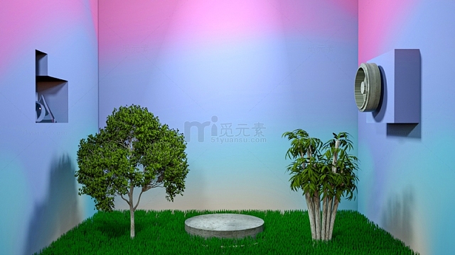 夏日渐变清新绿色草地植物背景