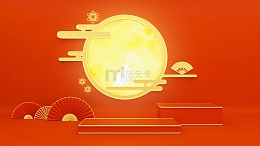金黄色立体中秋节中国风电商背景图