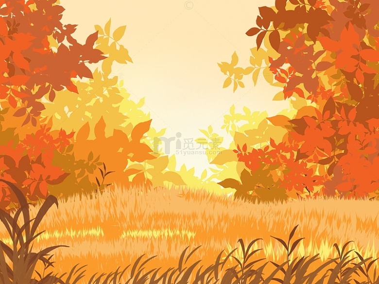 秋天扁平风秋天到了秋分手绘背景