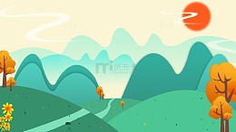 绿色重阳节简约卡通手绘背景