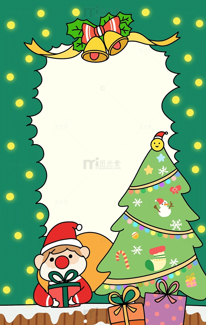 红绿色欢乐圣诞节卡通背景素材