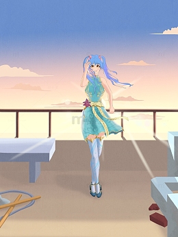 黄色调二次元可爱少女手绘插画