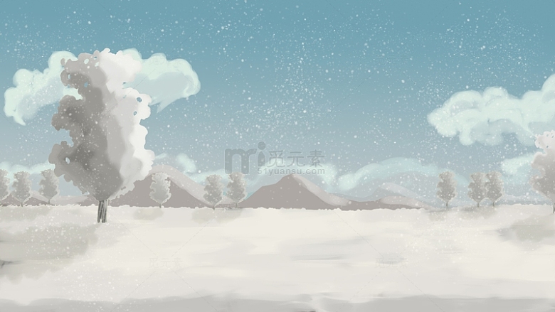 手绘雪景背景