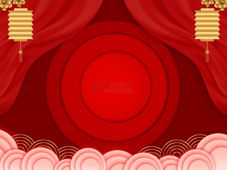 红色喜庆春节新年小年横版海报展板背景