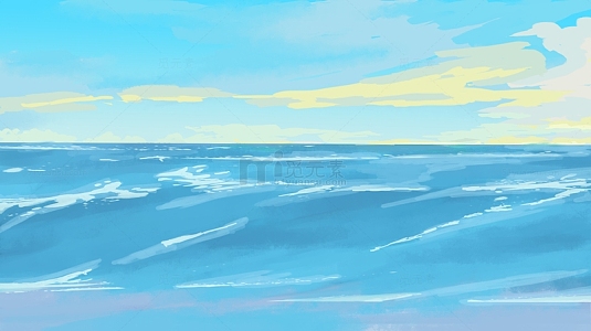 手绘大海海景