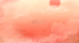 橙色多层渐变手绘插画云朵夕阳温暖梦幻背景