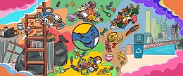 倡导垃圾分类共创美丽城市横幅绘画