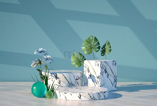 日常简约C4D小清新电商展台海报背景