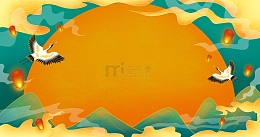 国潮古风主题年会春节活动背景