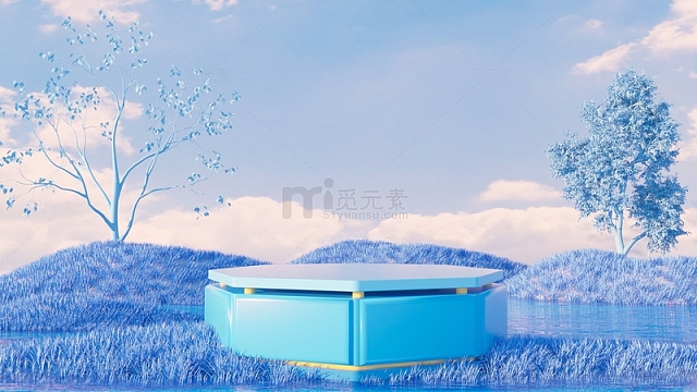 蓝色小清新C4D场景图