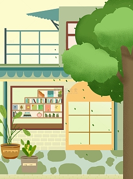 绿色清新简约书店背景