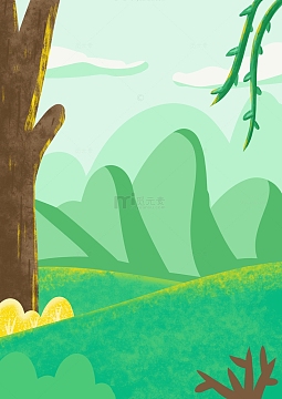 绿色郊游手绘肌理插画背景