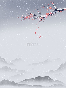 古风山水墨大雪小雪冬至冬天背景