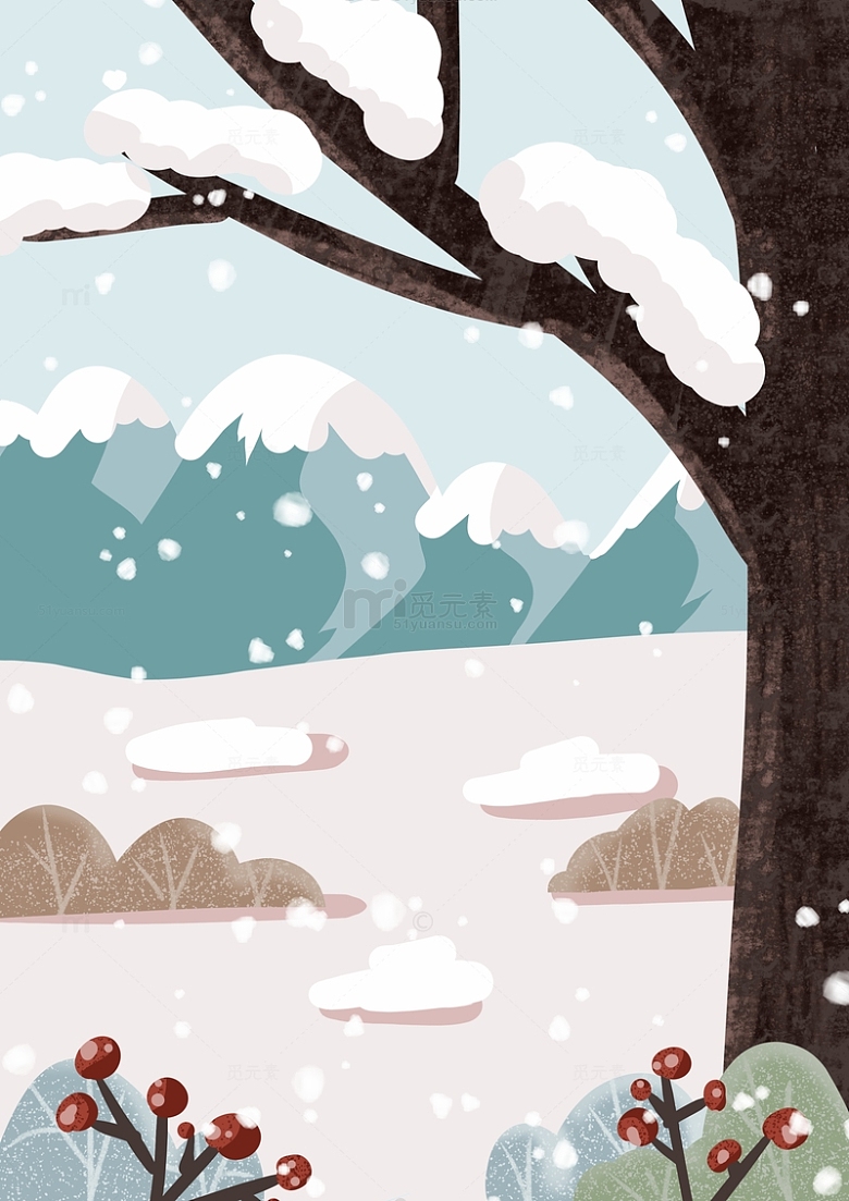 冬天下雪手绘肌理插画背景