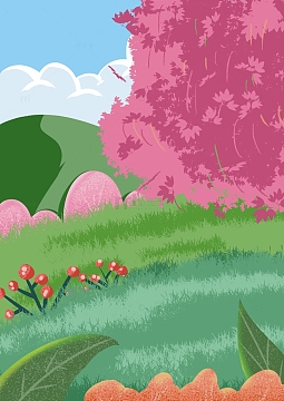 春天手绘卡通肌理插画背景