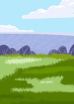 绿色小清新手绘卡通插画背景