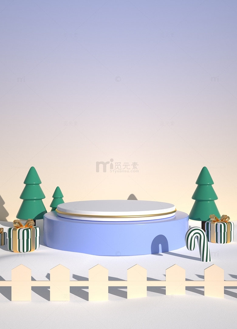 蓝色3D冬至雪景展台
