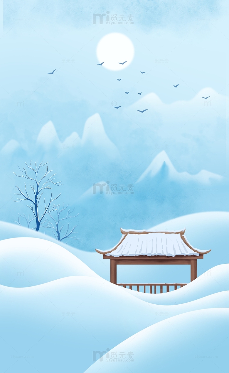 中式国潮风雪天背景