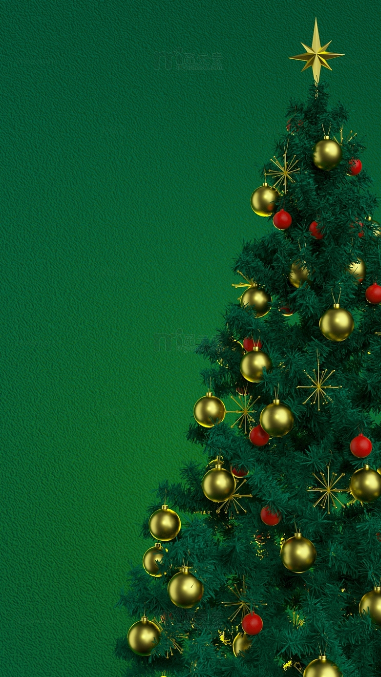绿色圣诞节圣诞树3D元素