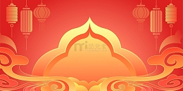 国潮红色喜庆春节冬季背景