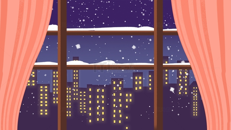 冬天下大雪春节窗户雪景