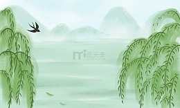 绿色水彩水墨立春背景图