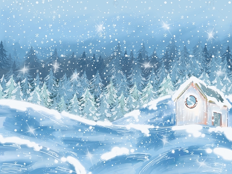 蓝色冬日雪景背景