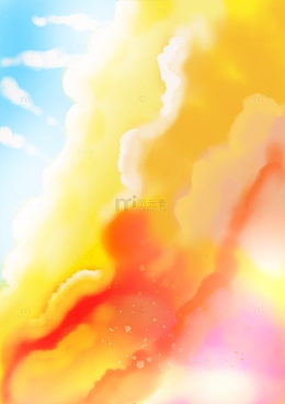 黄色绚丽多彩多彩的云手绘背景