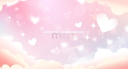 粉色唯美浪漫爱心漂浮云朵装饰背景