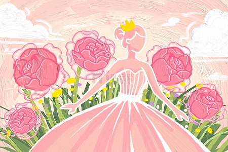 妇女节小清新油画风笔触插画简约背景