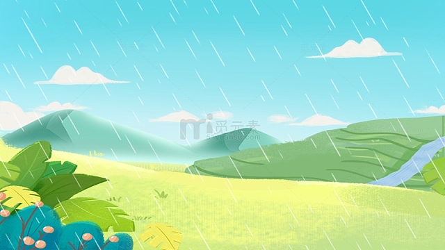 雨水下雨雨点草坪户外场景